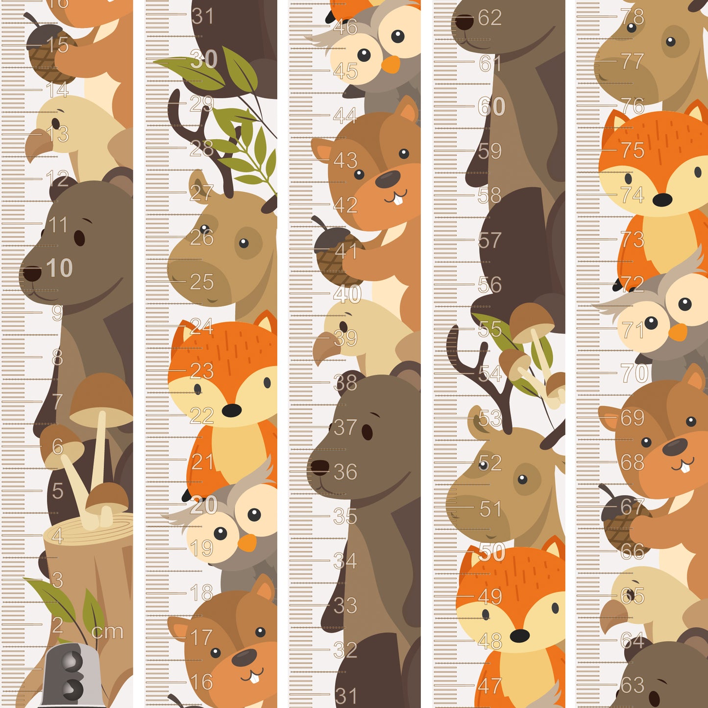 Forest animal head design - Door frame height chart
