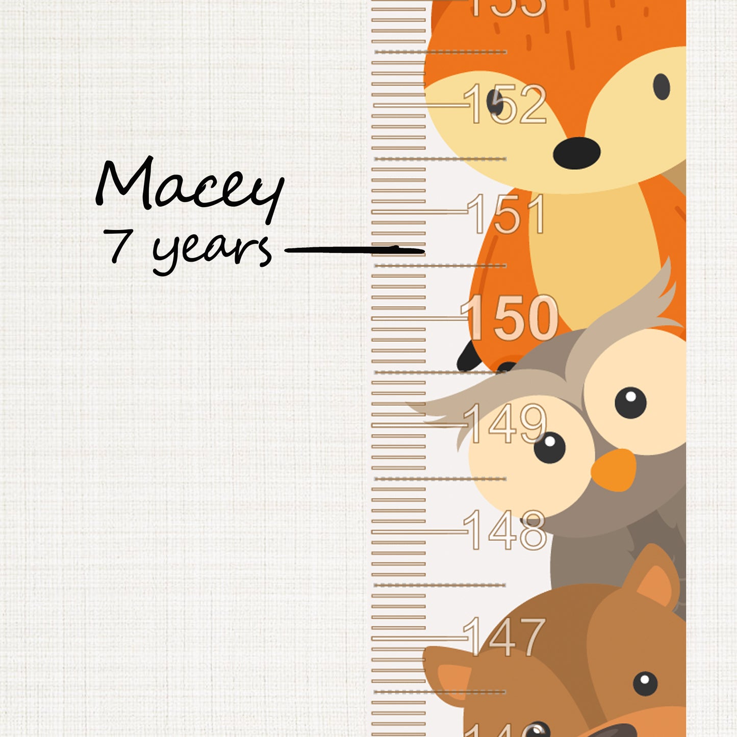 Forest animal head design - Door frame height chart