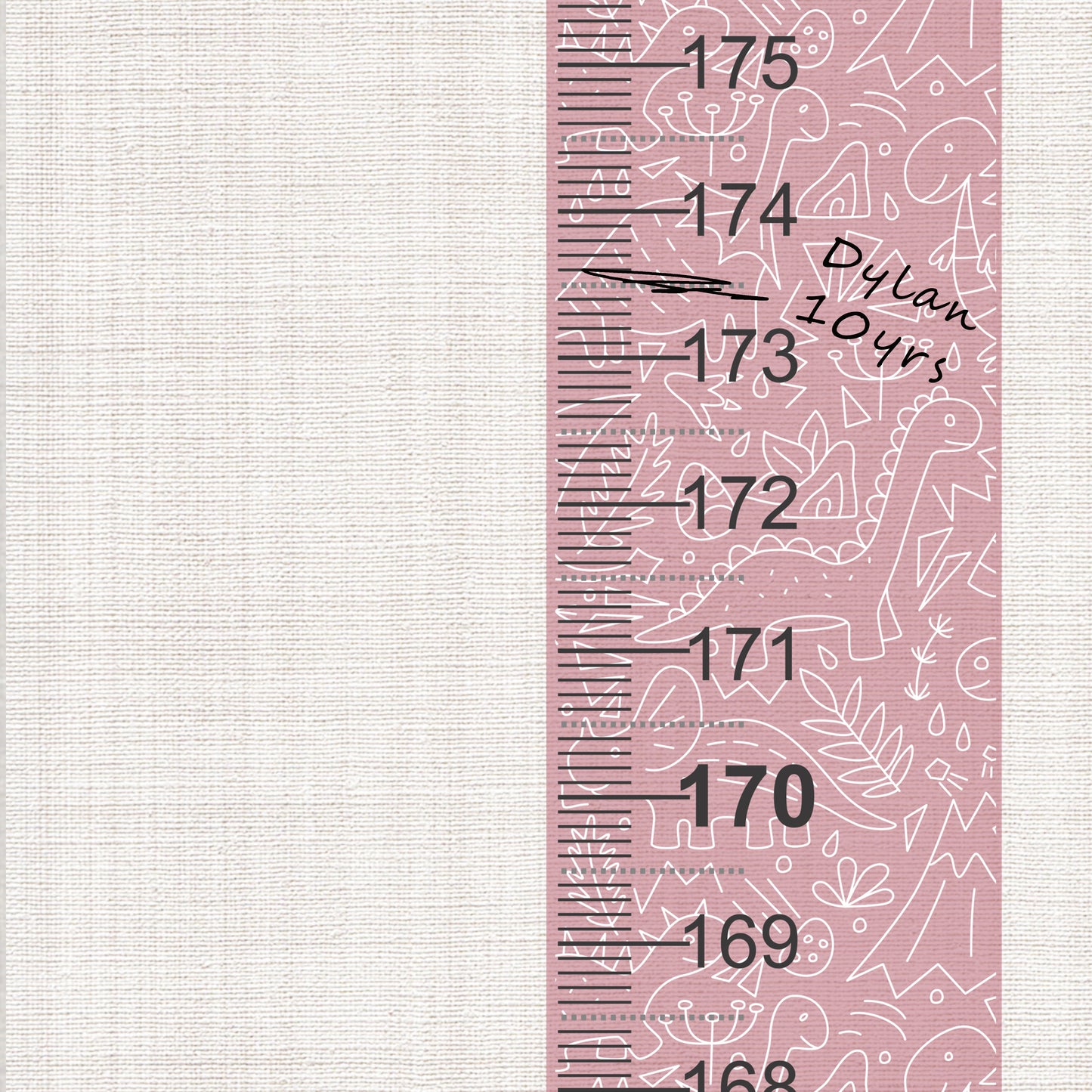 Pink dinosaur design - Door frame height chart