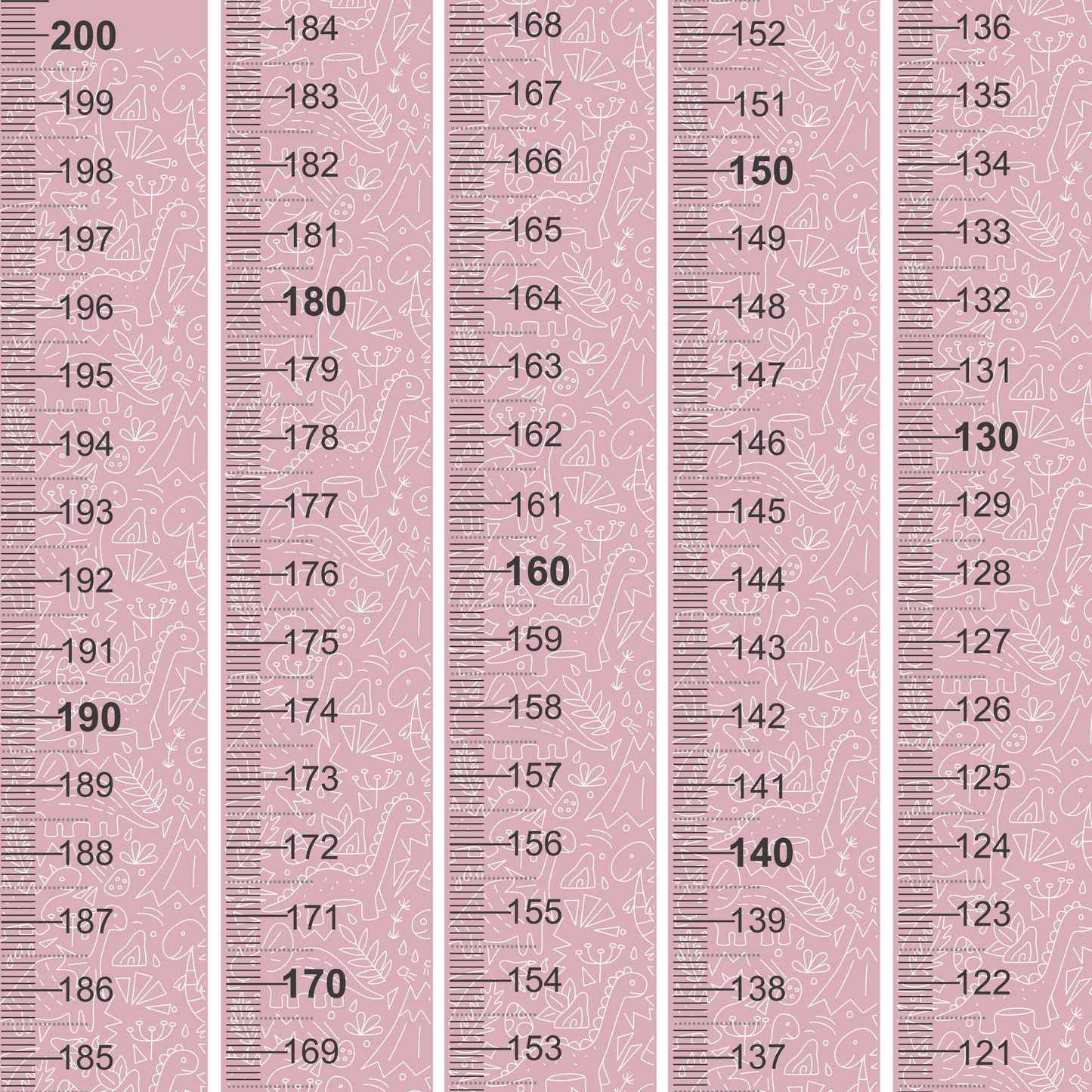 Pink dinosaur design - Door frame height chart