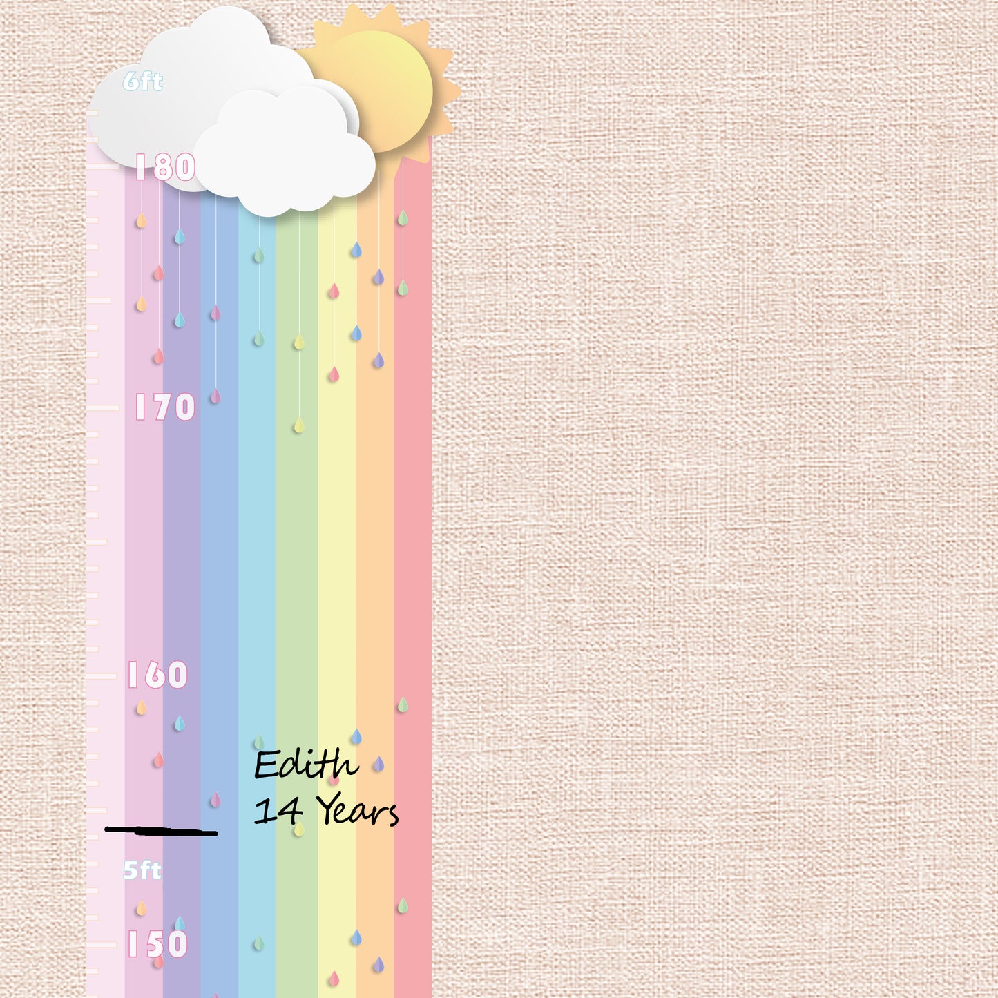 Rainbow design - Height chart