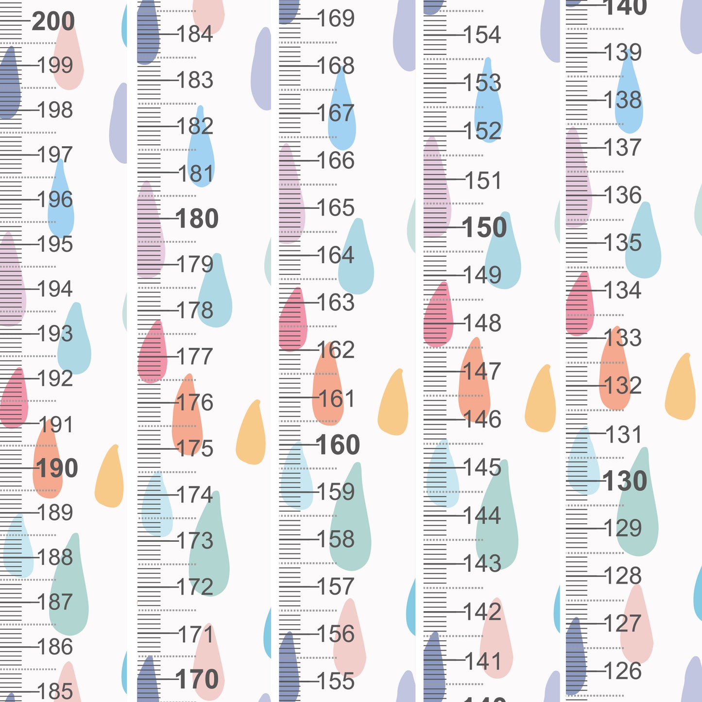 Rainbow Rain design - Door frame height chart