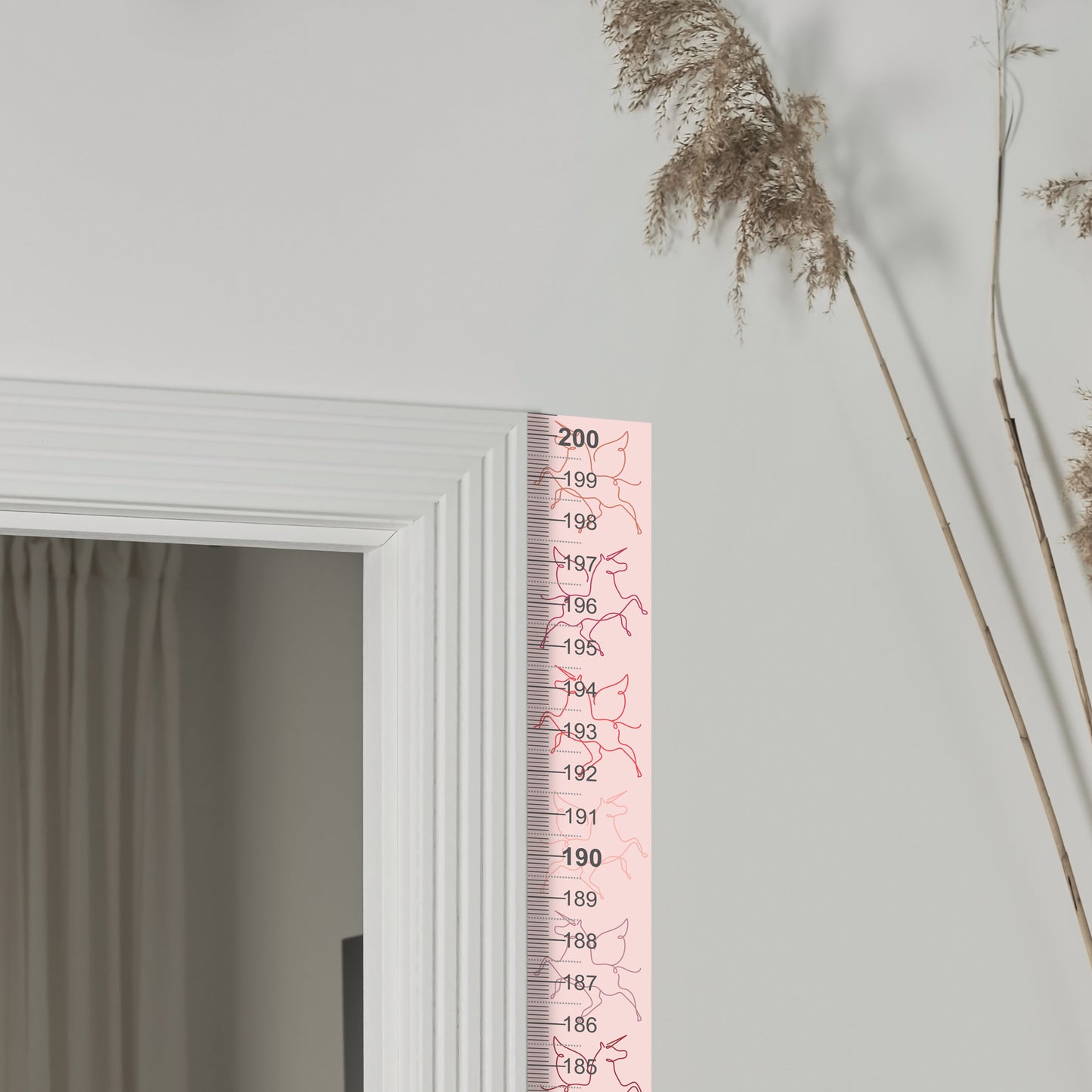 Pink unicorn design - Door frame height chart