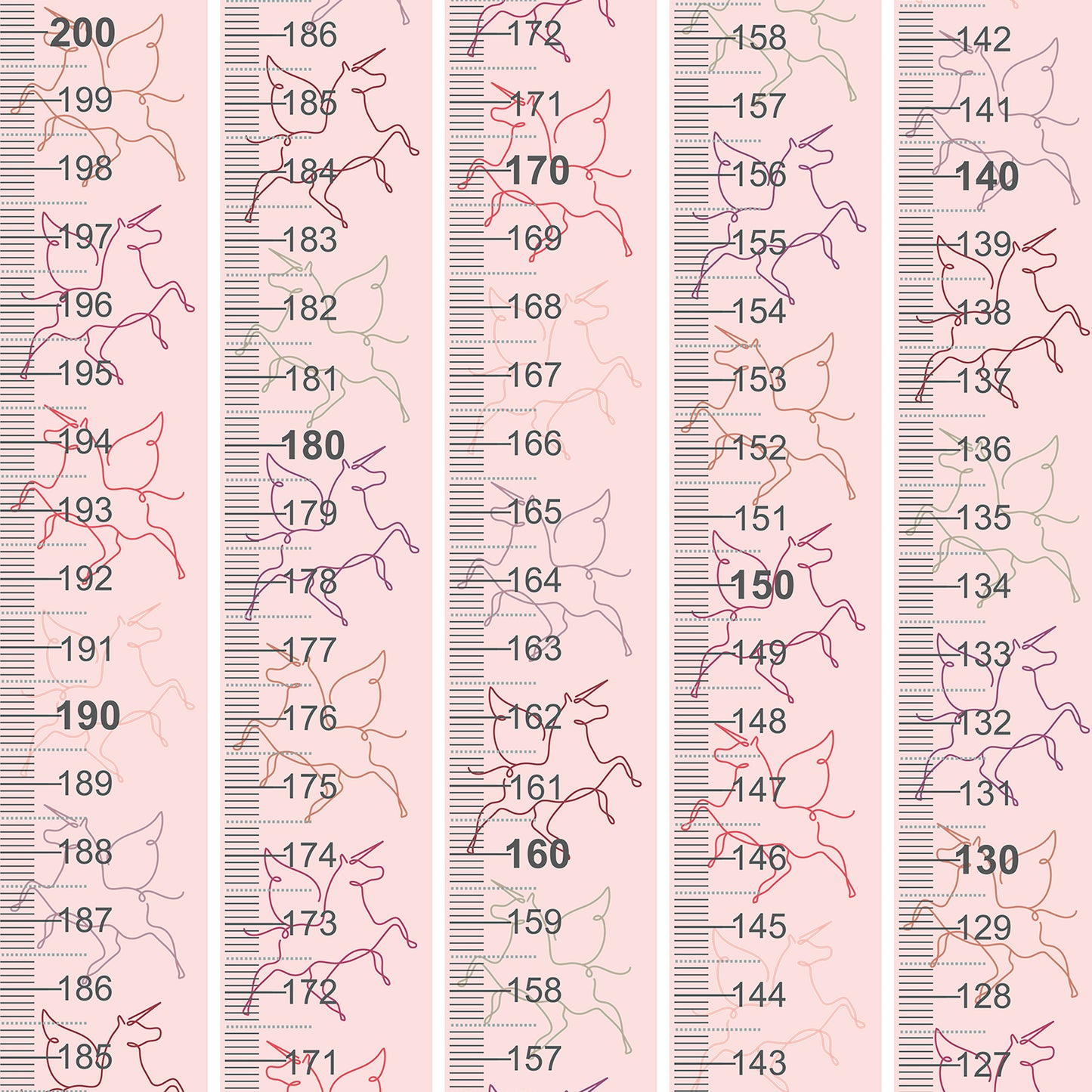 Pink unicorn design - Door frame height chart