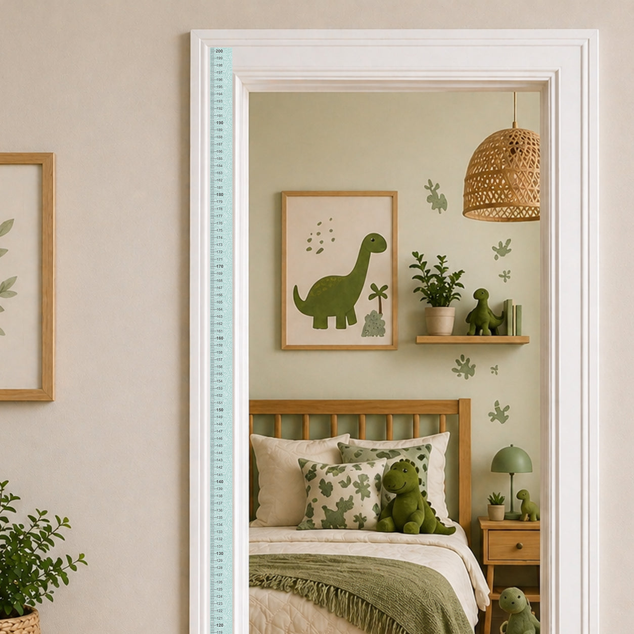 Green dinosaur design - Door frame height chart