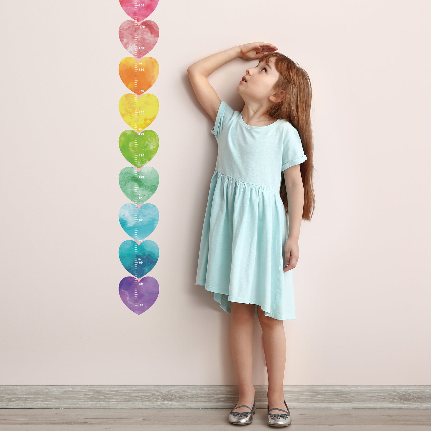 Rainbow Heart design - Height chart