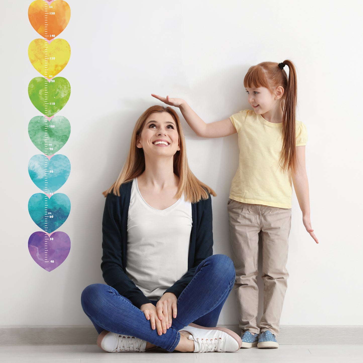 Rainbow Heart design - Height chart