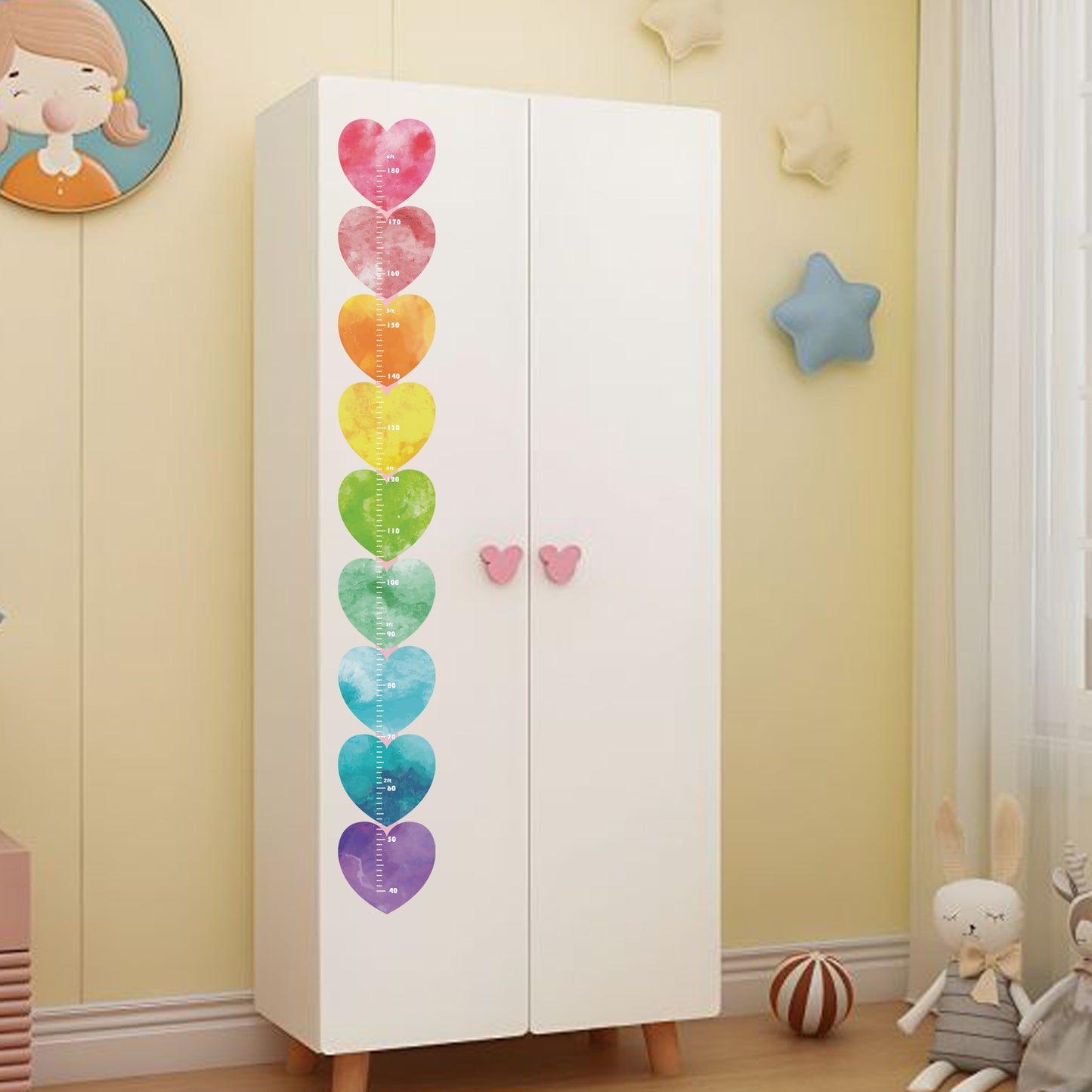 Rainbow Heart design - Height chart