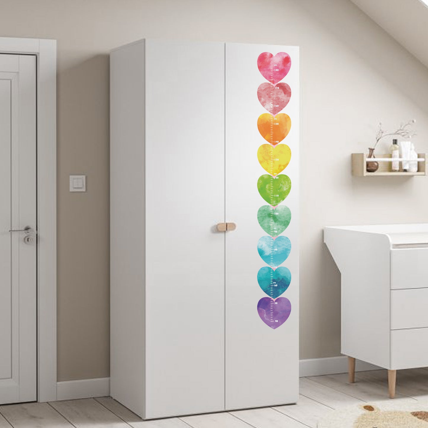 Rainbow Heart design - Height chart