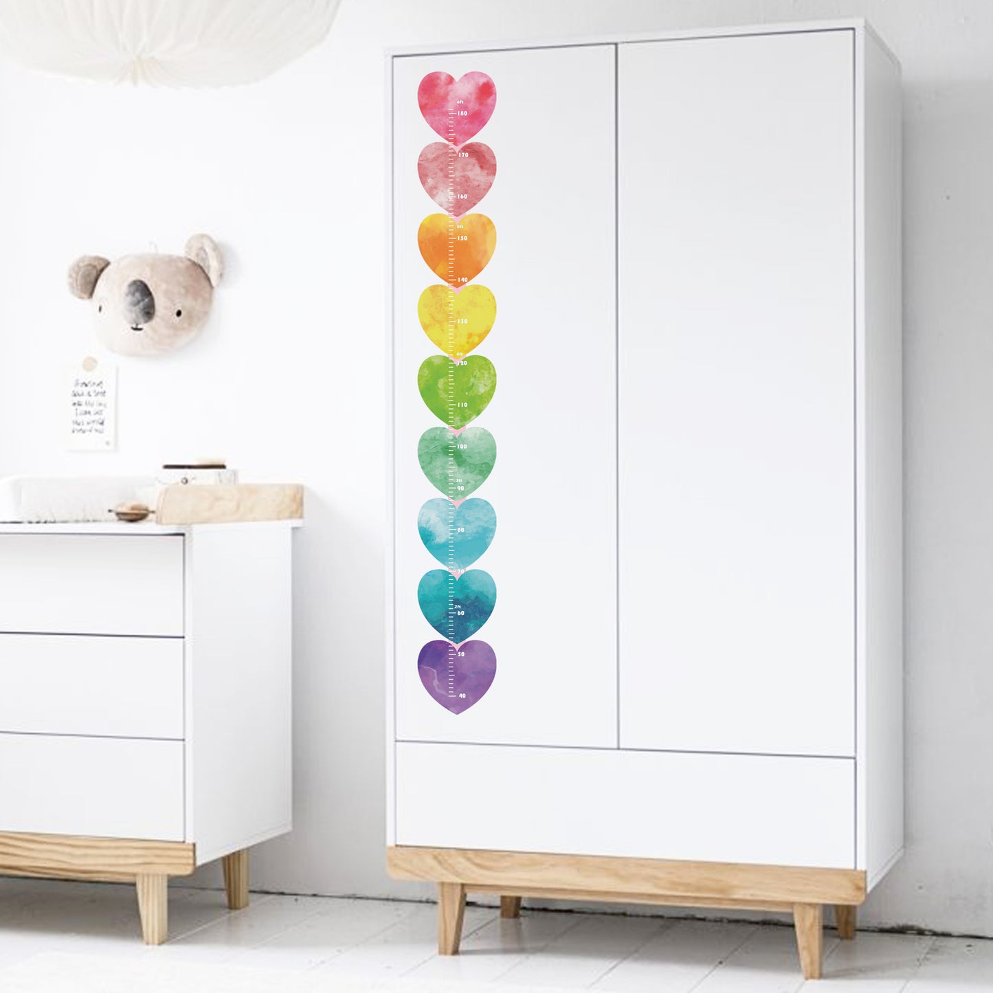 Rainbow Heart design - Height chart