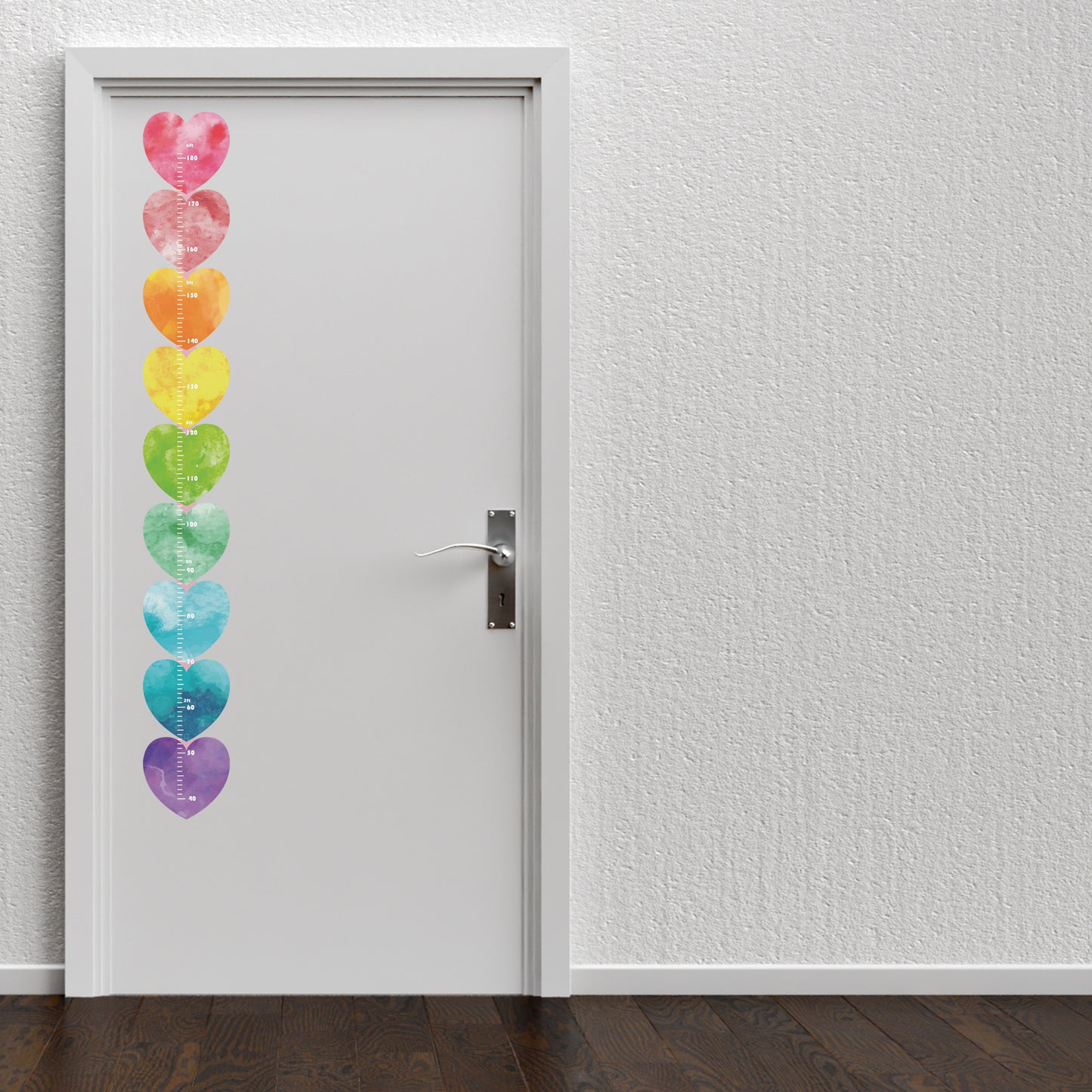 Rainbow Heart design - Height chart