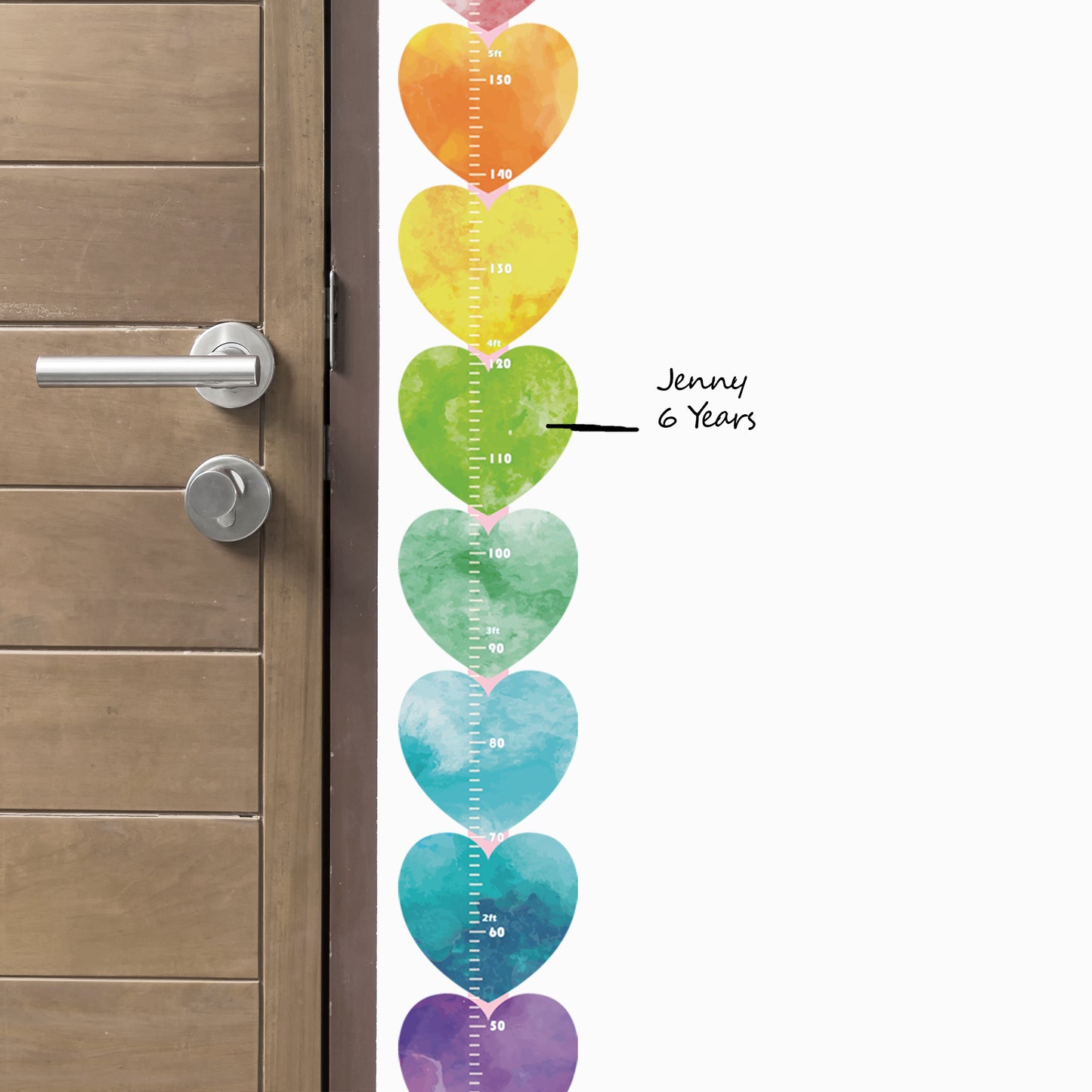 Rainbow Heart design - Height chart