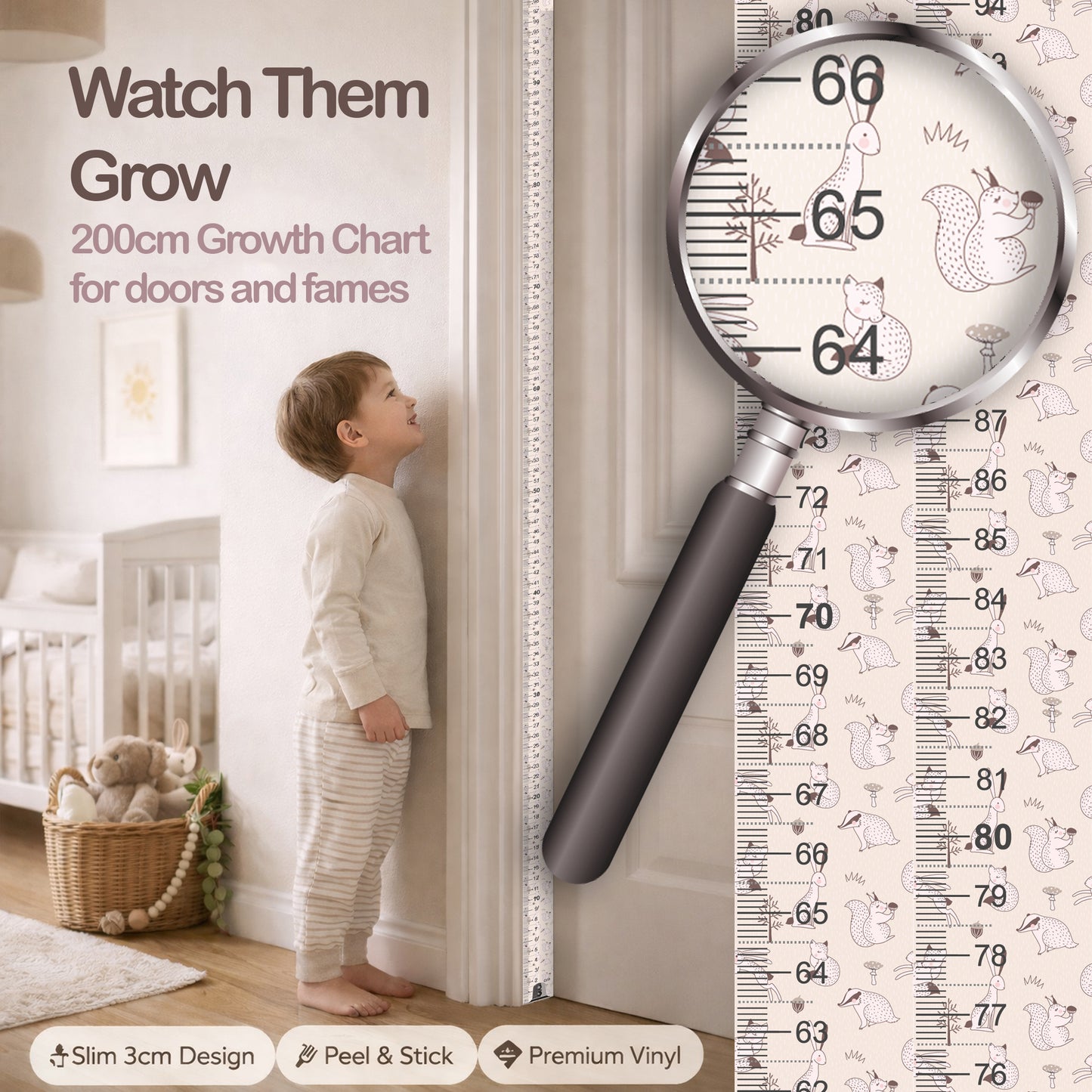 Scandinavian Forest Animal design - Door frame height chart