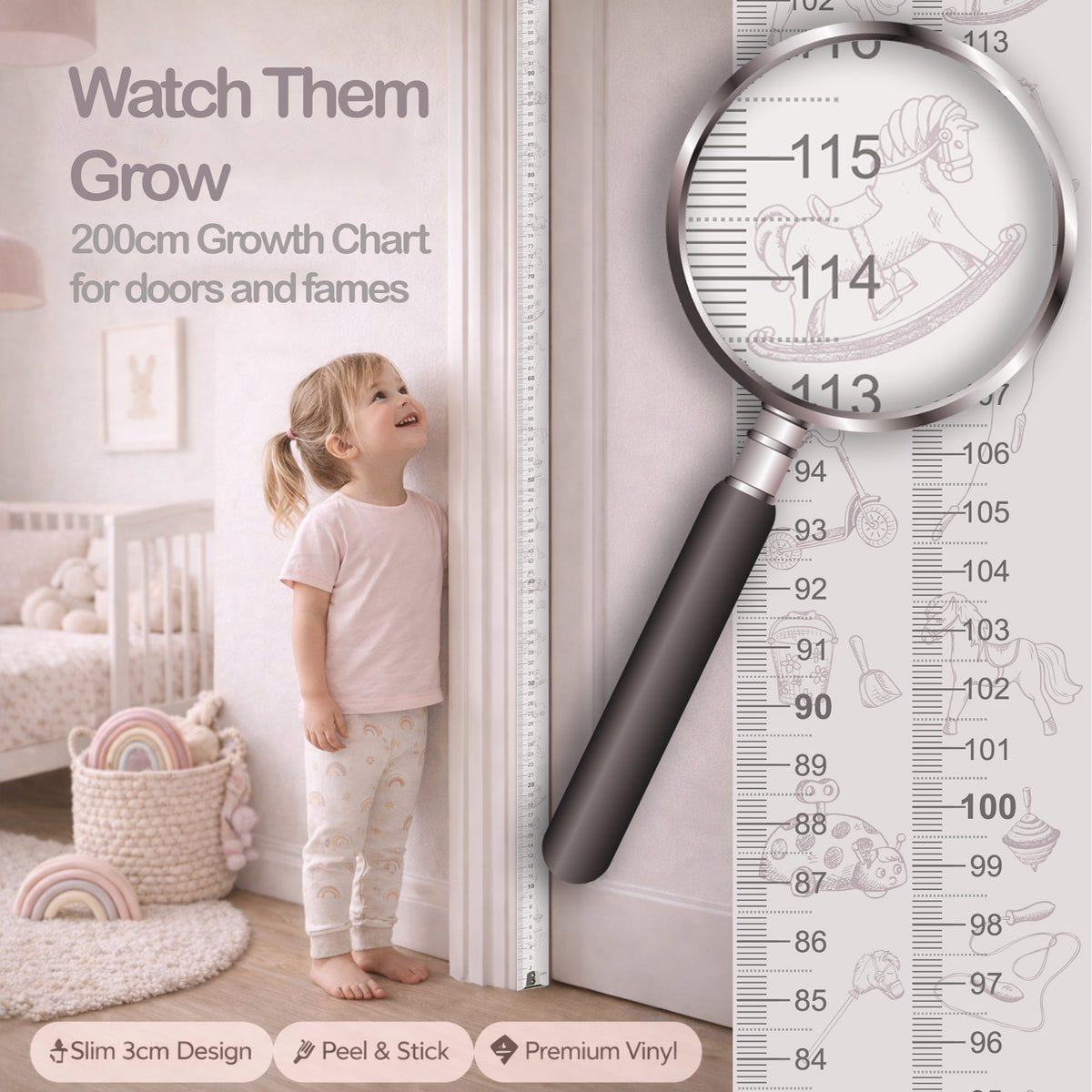 Vintage girl toy design - Door frame height chart