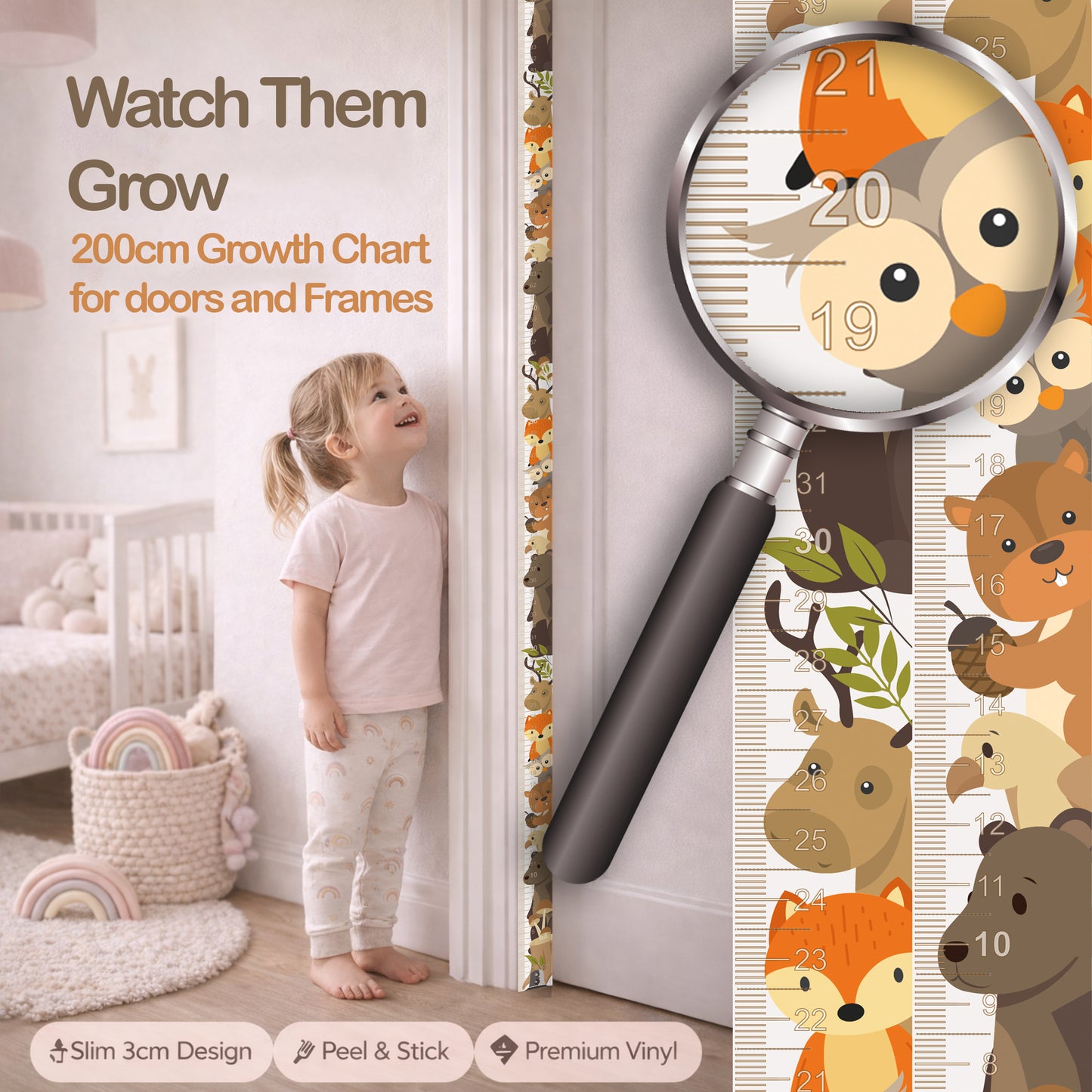Forest animal head design - Door frame height chart