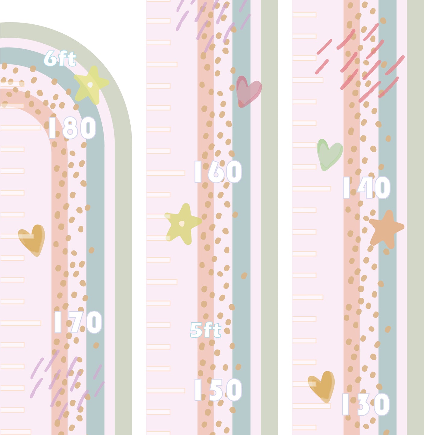 Dreamy Pastel Rainbow - Height chart