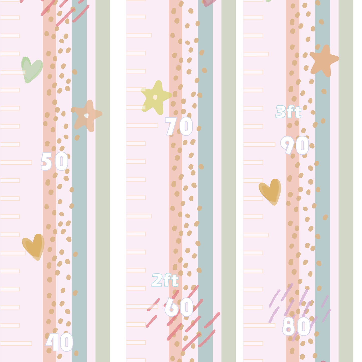 Dreamy Pastel Rainbow - Height chart