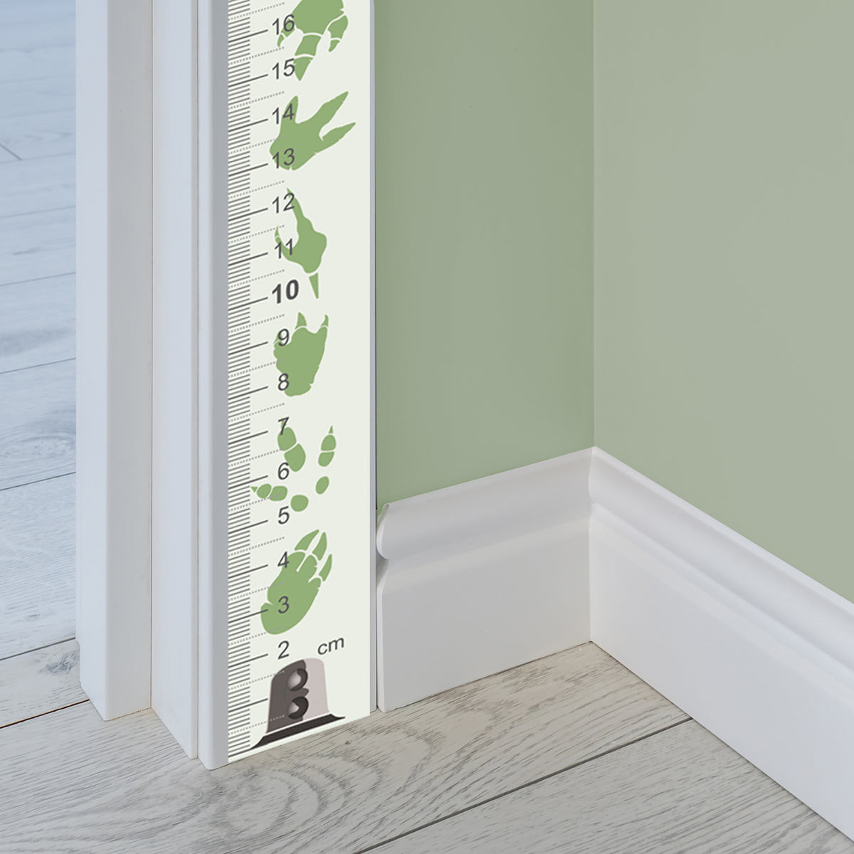 Dinosaur footprint design - Door frame height chart