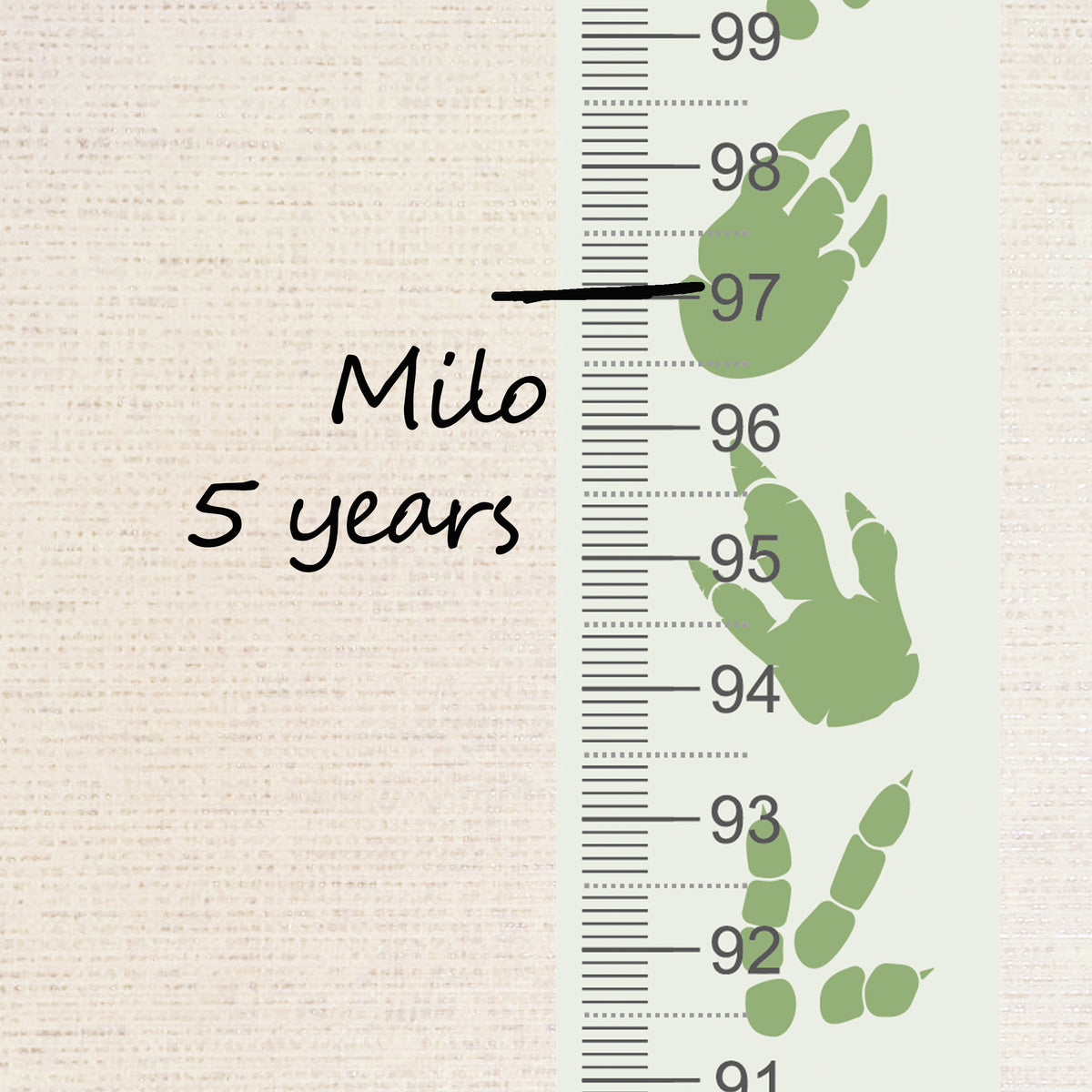 Dinosaur footprint design - Door frame height chart