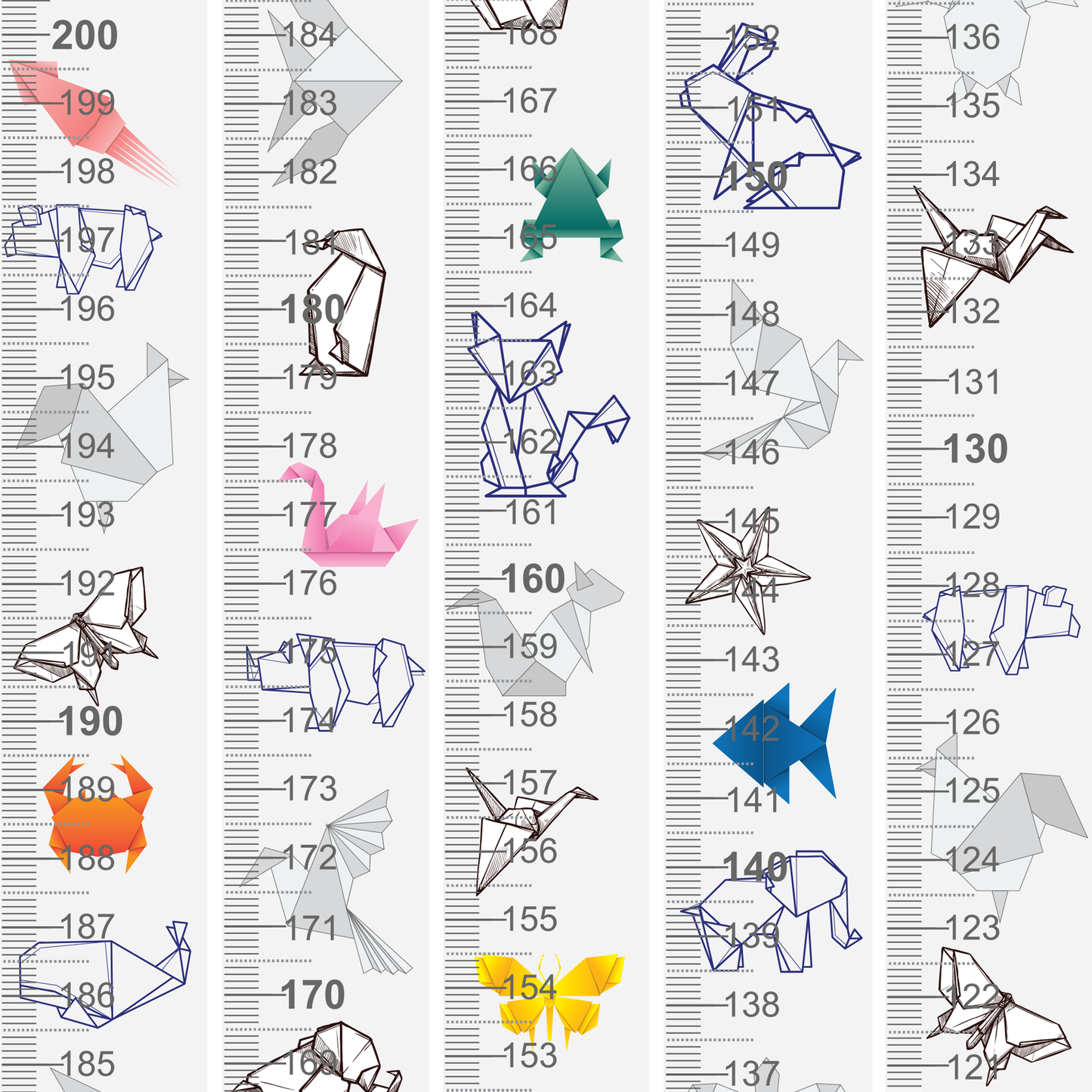 Origami design - Door frame height chart