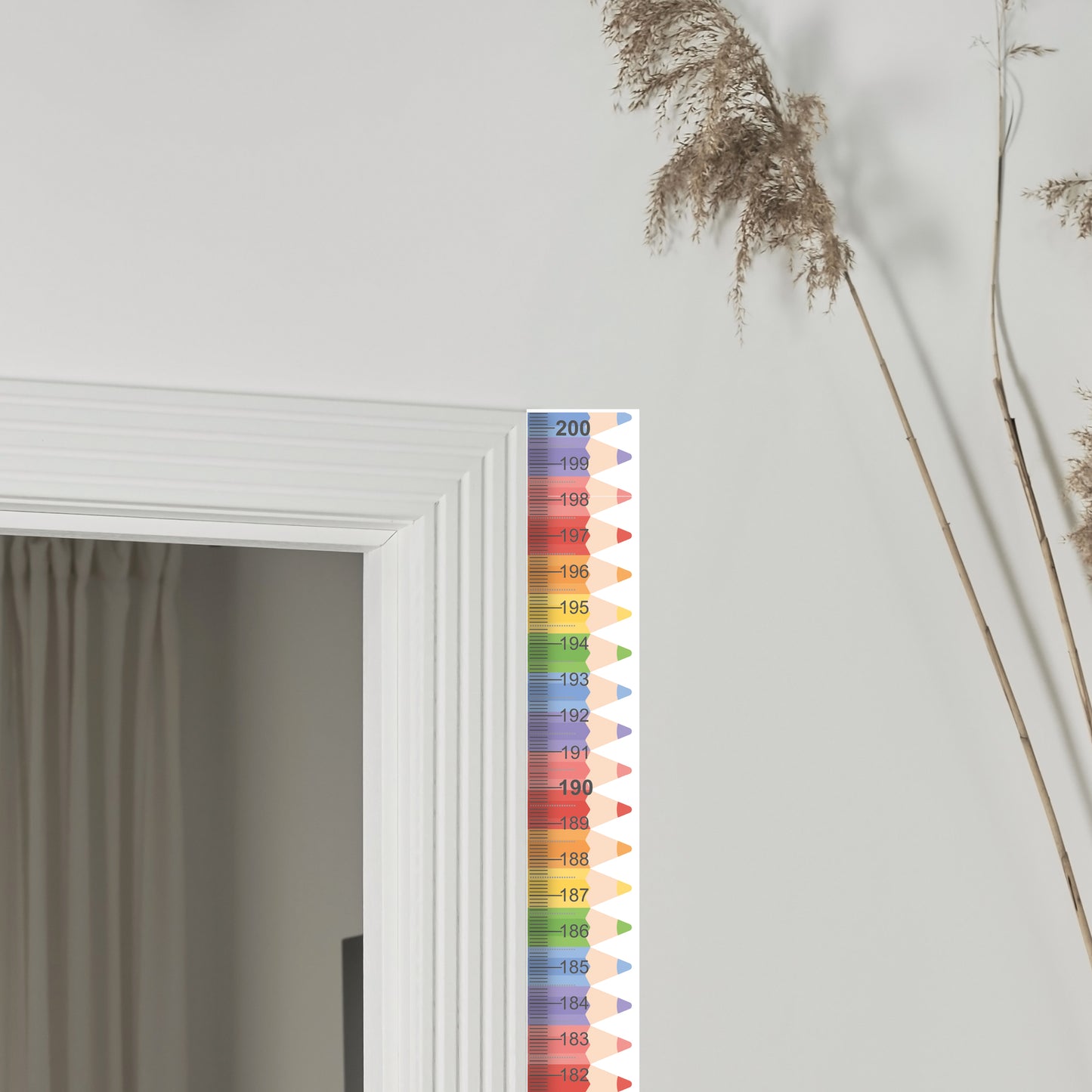 Rainbow Pencil design - Door frame height chart