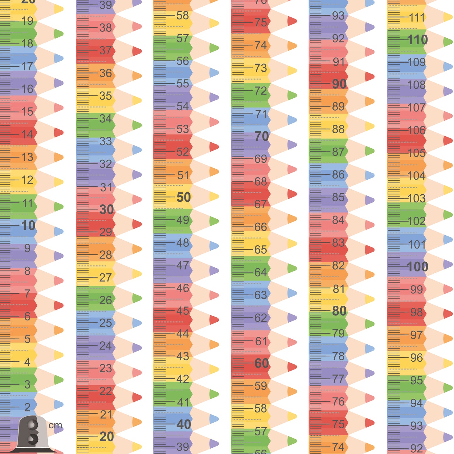 Rainbow Pencil design - Door frame height chart