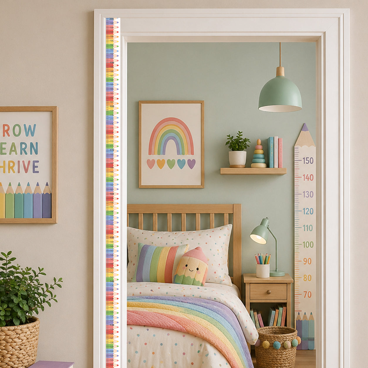 Rainbow Pencil design - Door frame height chart
