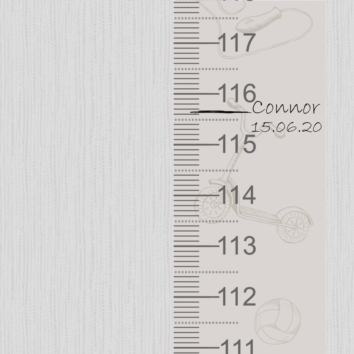 Vintage boy toy design - Door frame height chart