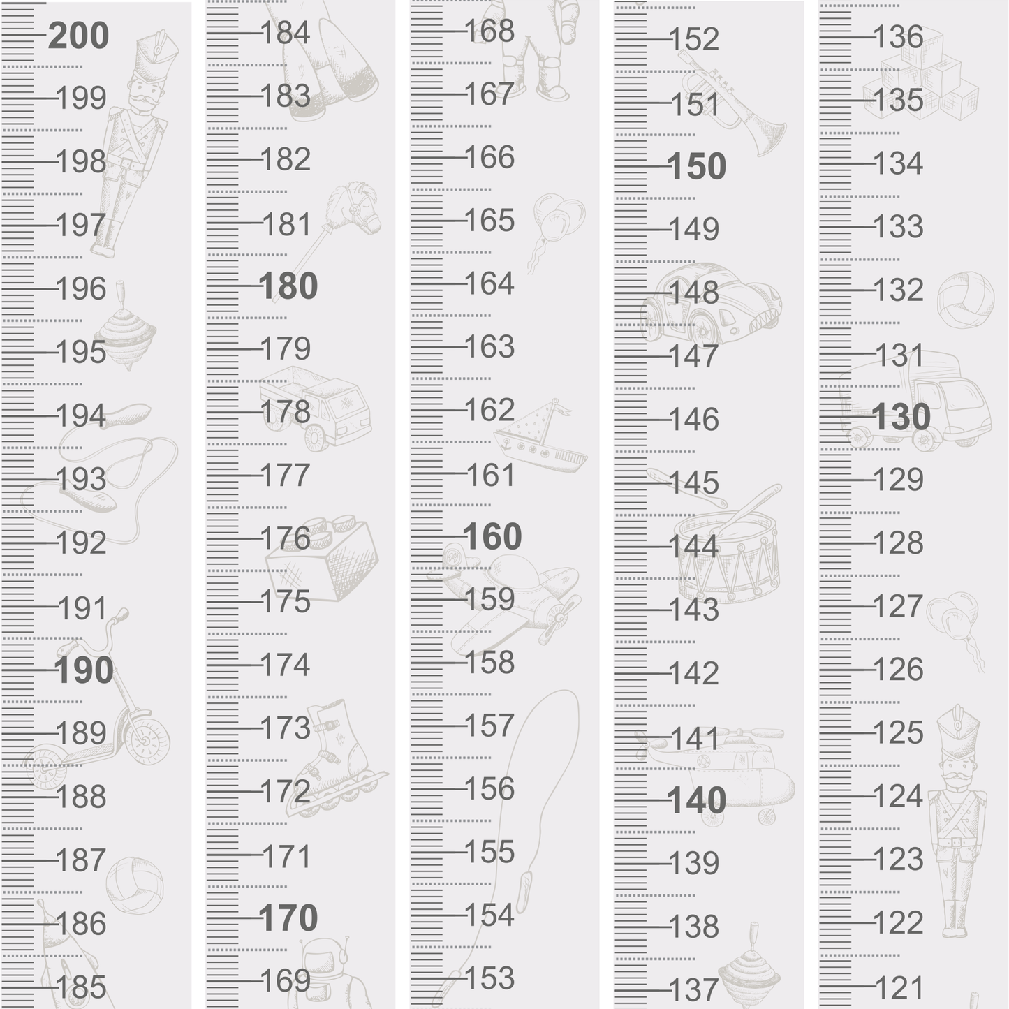 Vintage boy toy design - Door frame height chart