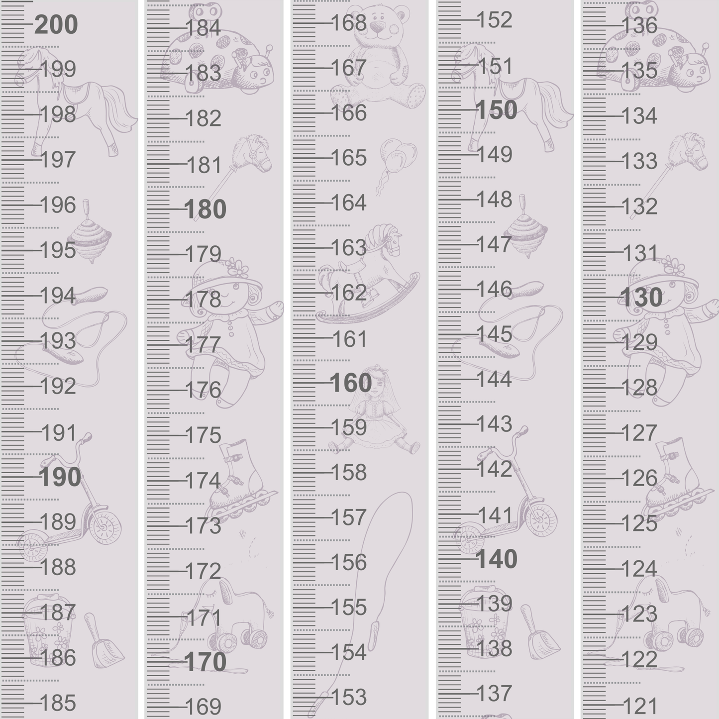 Vintage girl toy design - Door frame height chart