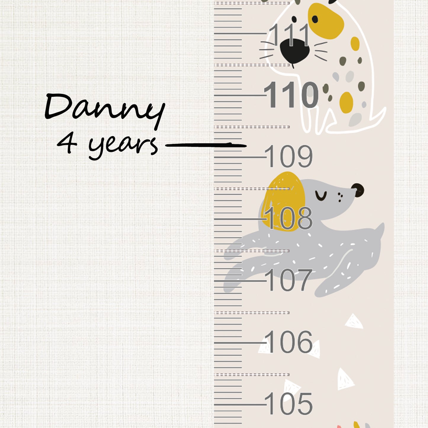 Puppy dog design - Door frame height chart